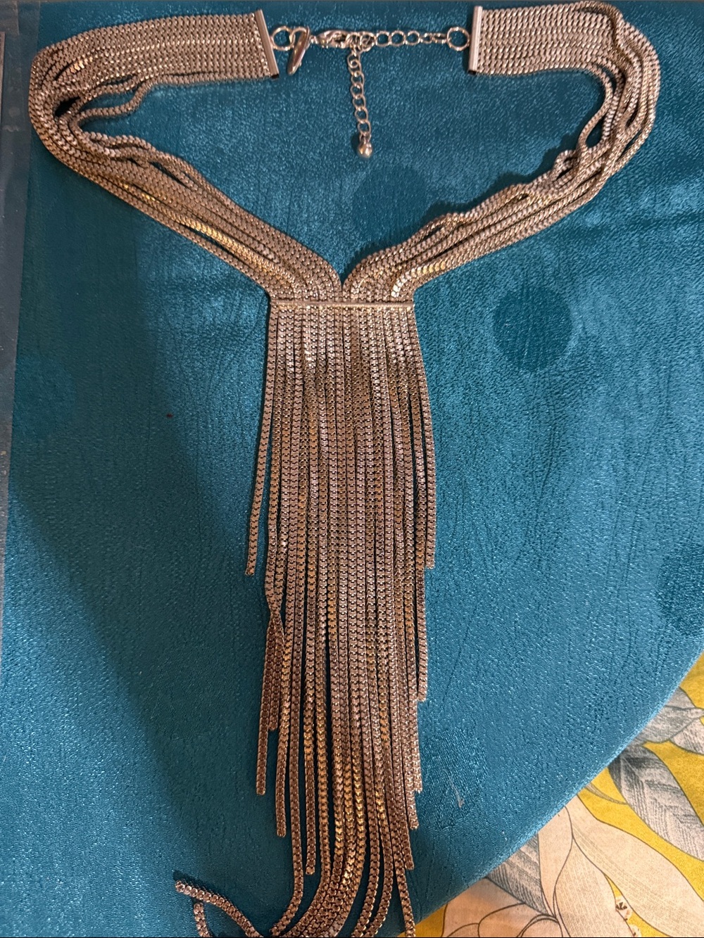 Silver Fringe Statement Necklace - Women Jewelry